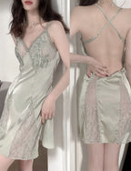 Lace Bridal Robe Set – Satin Kimono & Sheer Nightgown
