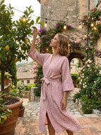 Pink Leopard Print Cotton Kimono Robe – Waffle Bathrobe