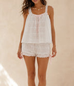 Sheer Bridal Pajama Set – Cami Top & Shorts Sleepwear