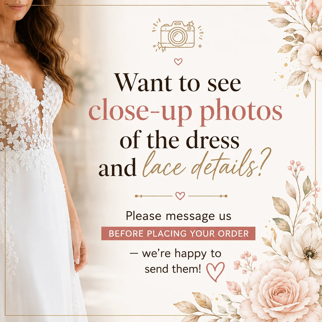 Floral appliqué detail on an elegant boho wedding dress