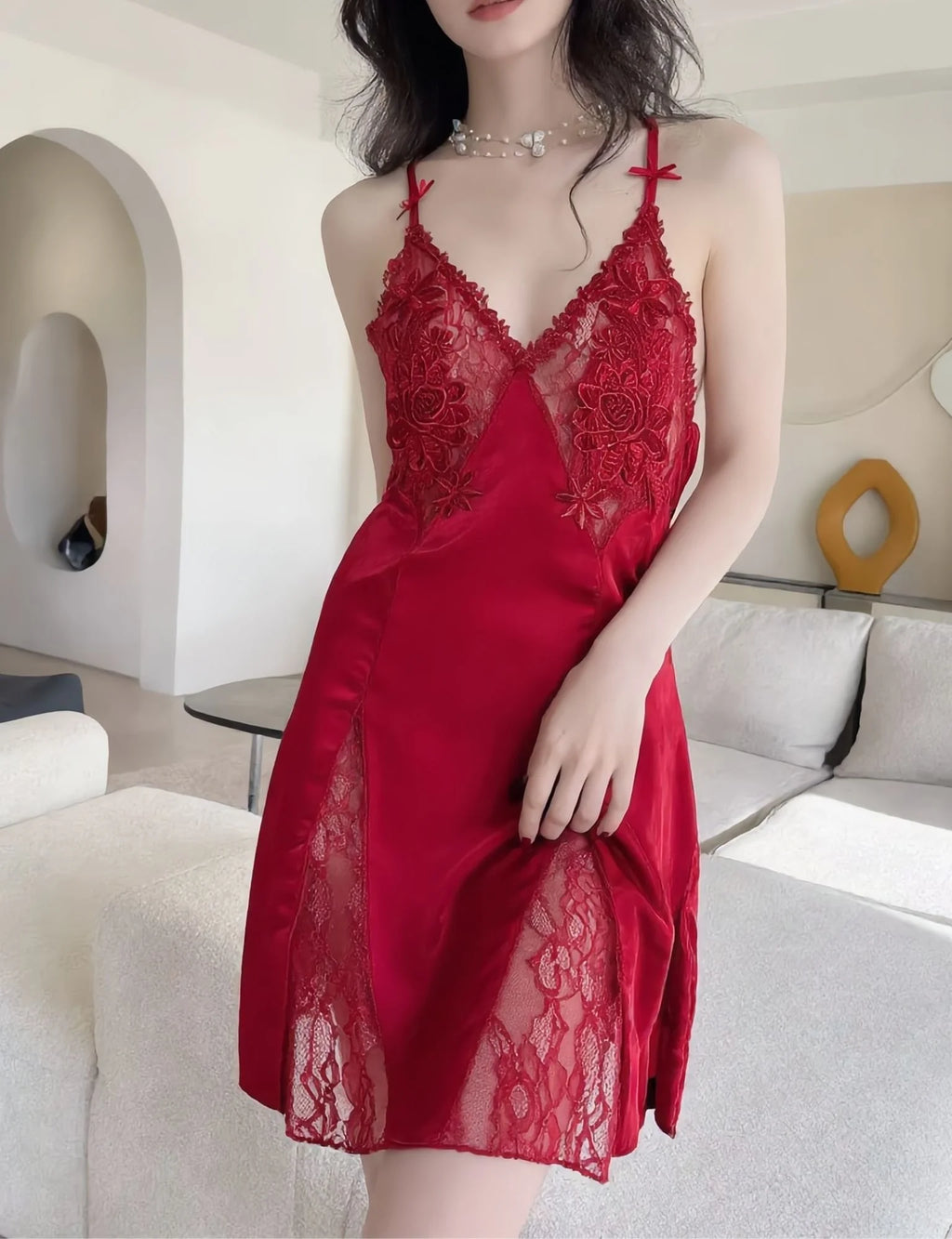 Lace Bridal Robe Set – Satin Kimono & Sheer Nightgown